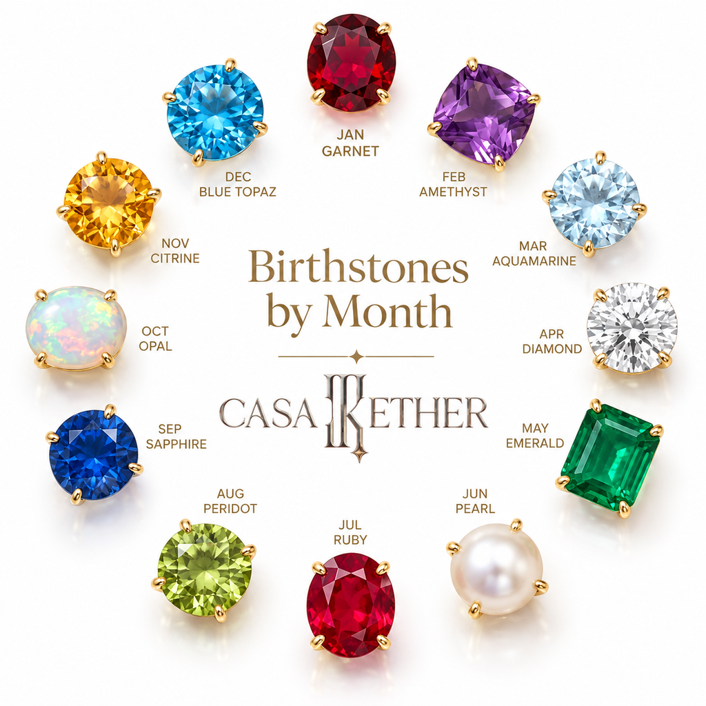 Classic 14K Solid Gold Birthstone Stud Earrings.