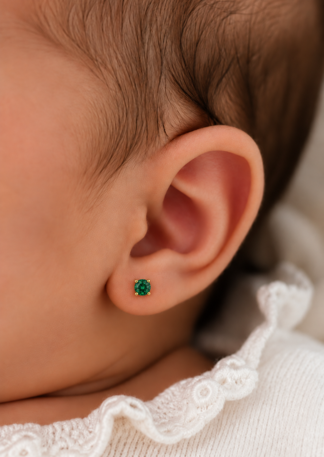 My first Lab Grow Emerald - Stud Earrings in Solid 14K Gold