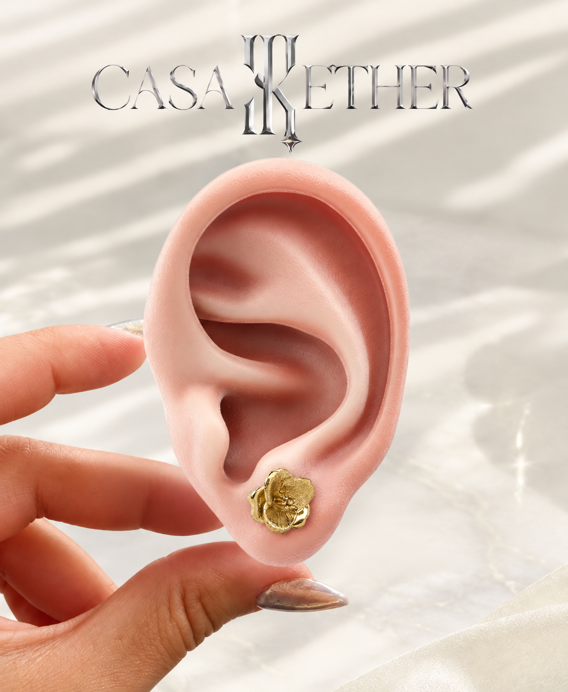 14K Gold Flower Set Earrings and Pendant