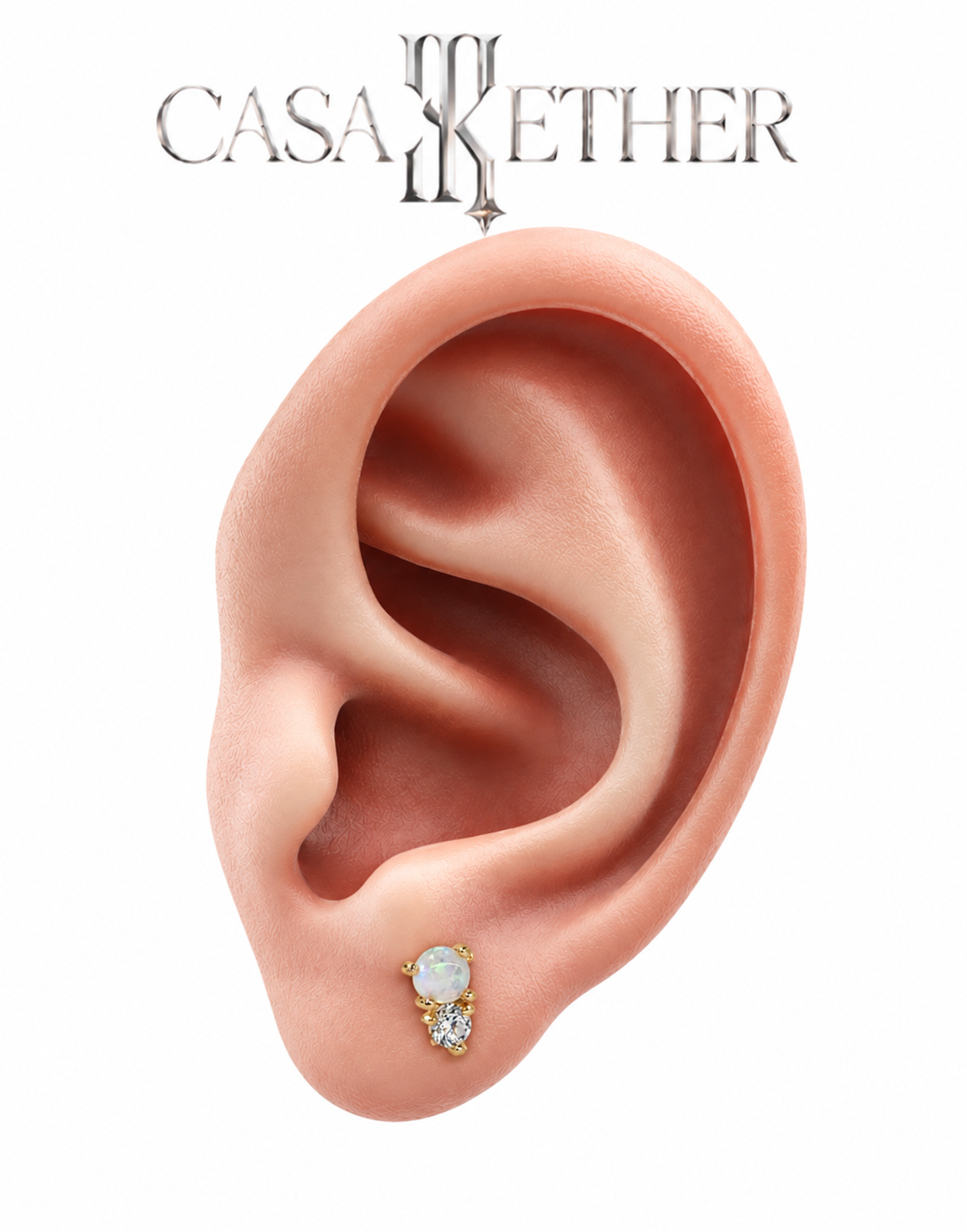 14K Gold Opal You and Me With Cubic Zirconia.