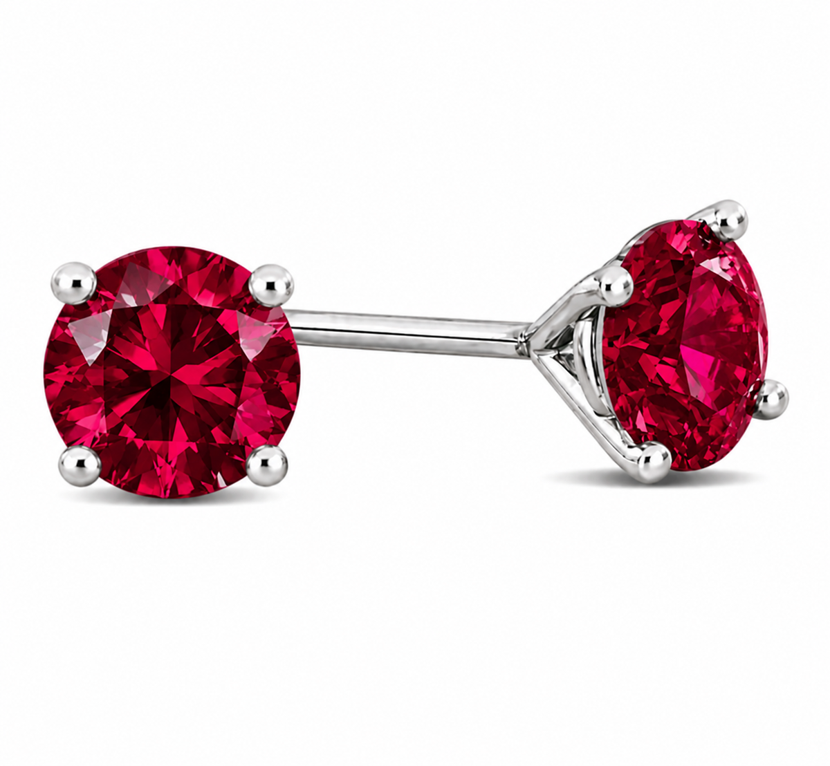 My First Lab Grow Ruby-  Stud Earrings in Solid 14K Gold