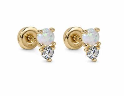 14K Gold Opal You and Me With Cubic Zirconia.
