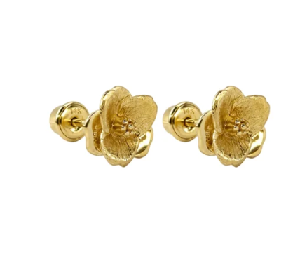 14K Gold Flower Set Earrings and Pendant