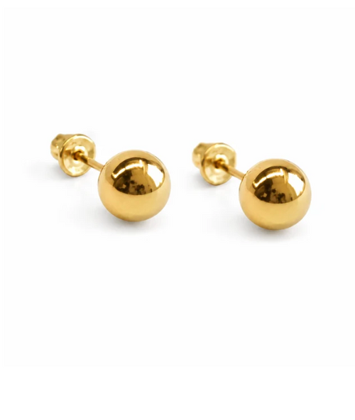 14K Gold Ball Stud Earrings "Dormilonas"