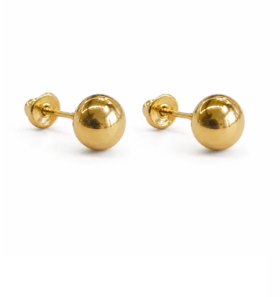 14K Gold Ball Stud Earrings "Dormilonas"