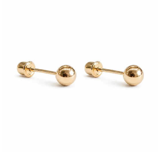 14K Gold Ball Stud Earrings "Dormilonas"