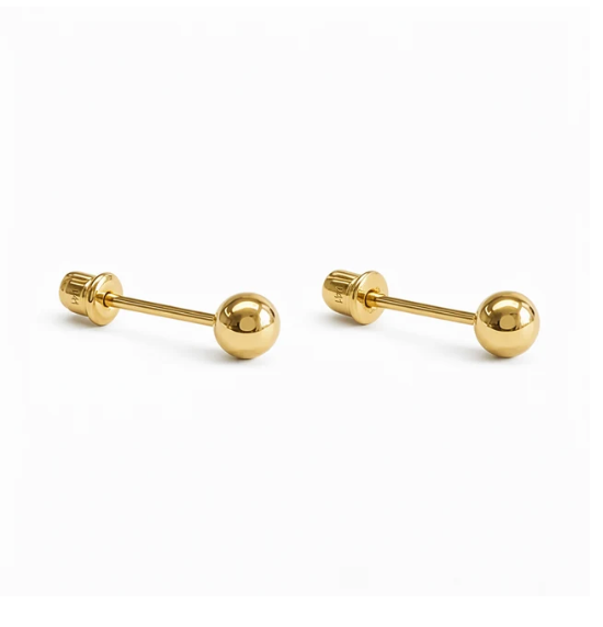 14K Gold Ball Stud Earrings "Dormilonas"