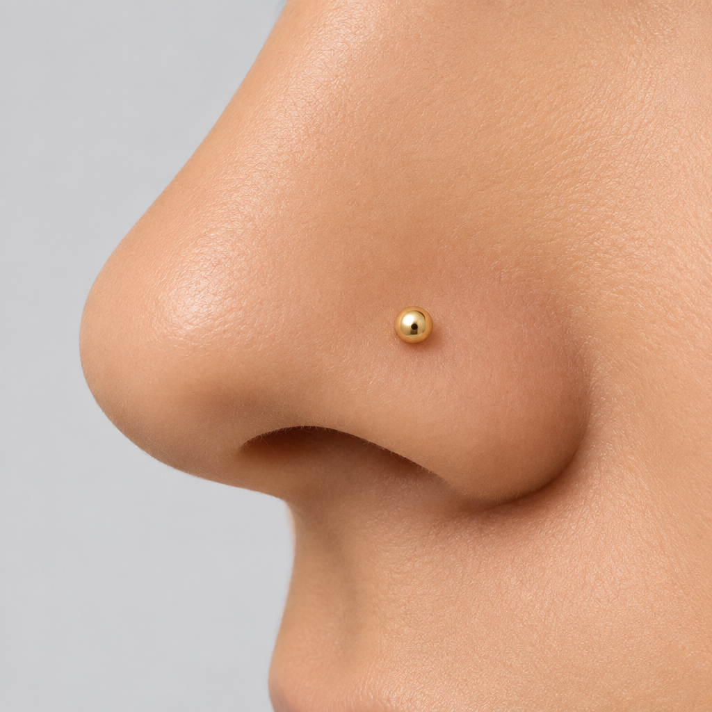 14K Gold Mid-Size Prong-Set Ball Nose Stud