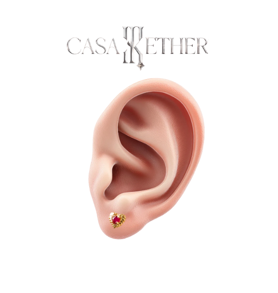 18K Earrings Heart With Natural Stone Ruby,Emerald, Sapphire.