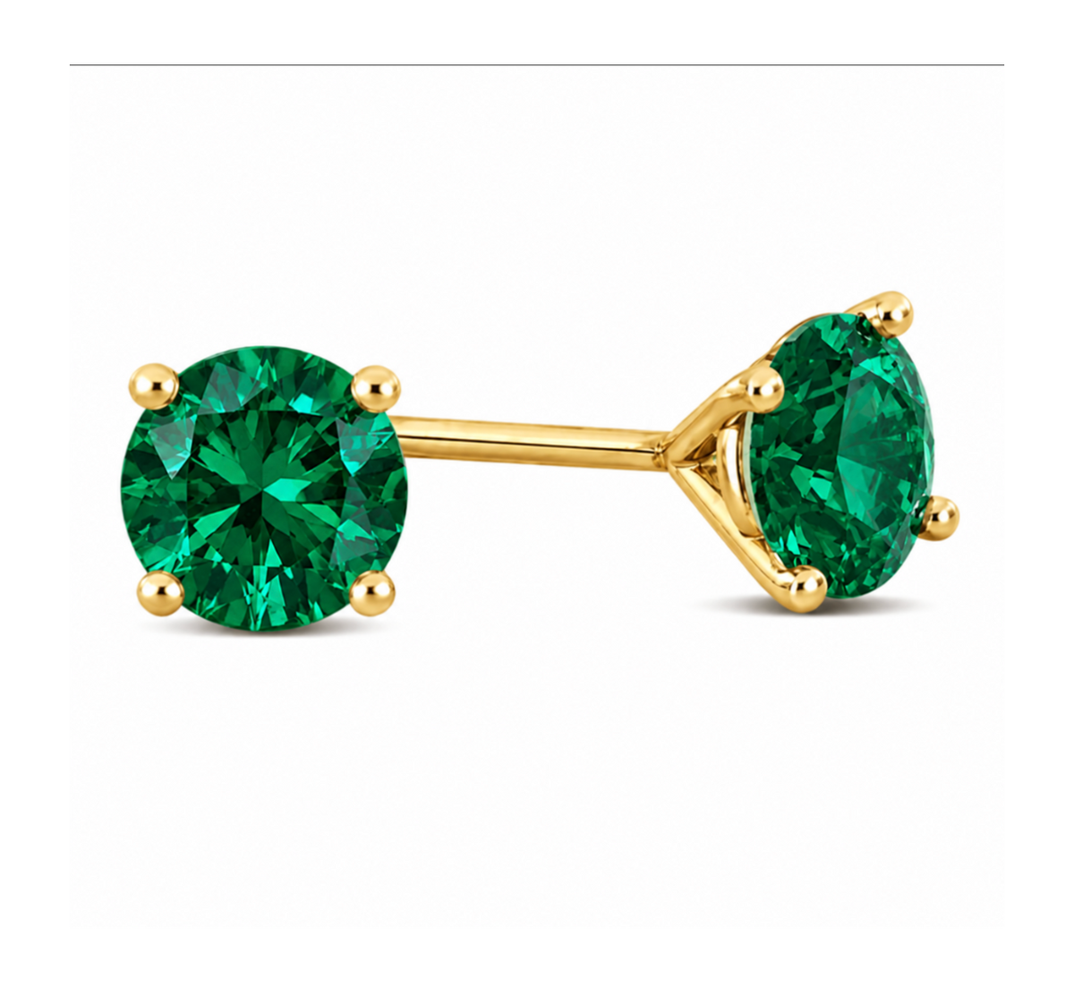 My first Lab Grow Emerald - Stud Earrings in Solid 14K Gold