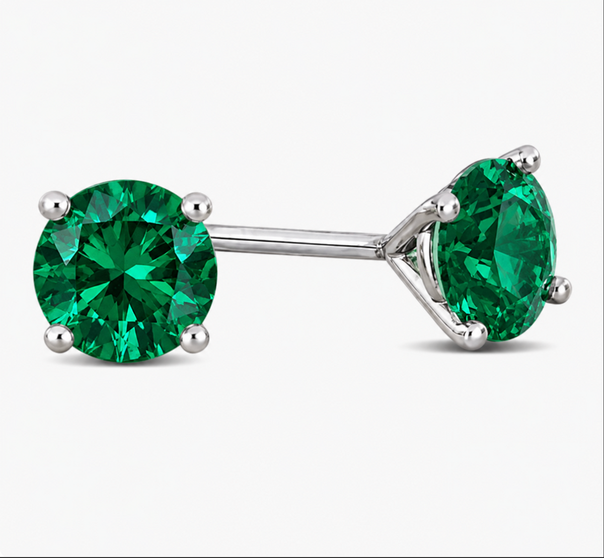My first Lab Grow Emerald - Stud Earrings in Solid 14K Gold