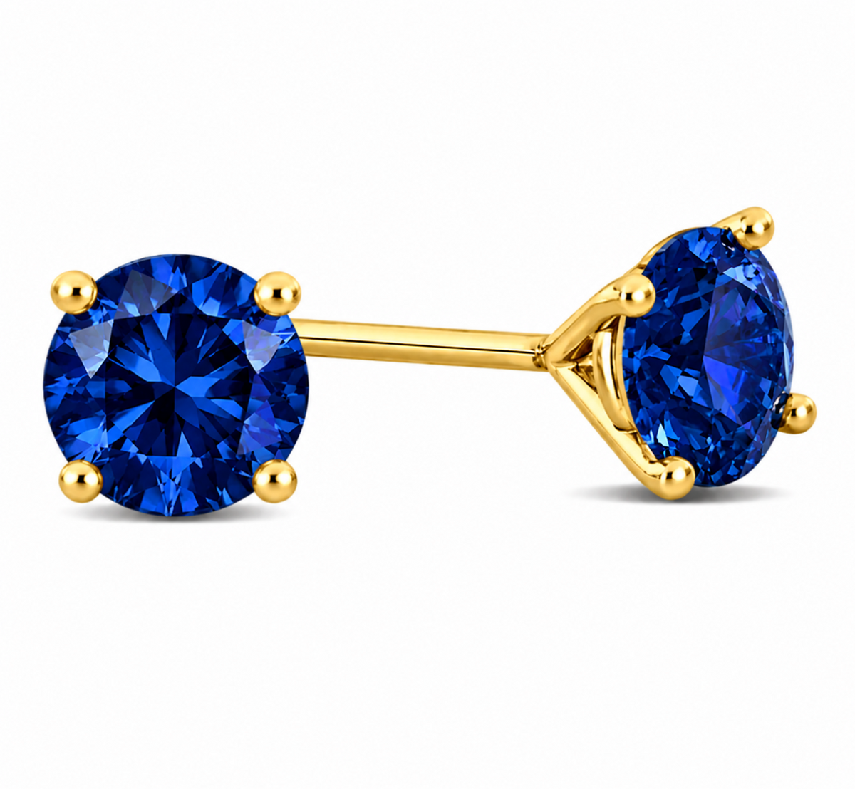 My First Lab Grow  Sapphire-  Stud Earrings in Solid 14K Gold.