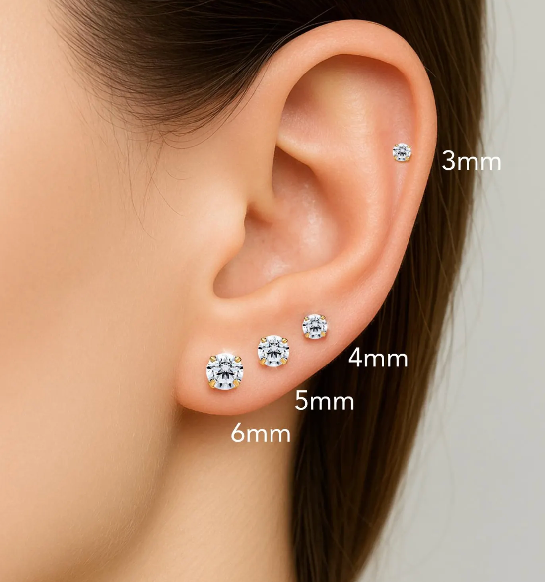 Classic 14K Solid Gold Birthstone Stud Earrings.