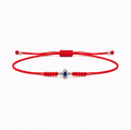14K Gold Sapphire and Diamonds Charm Red String Bracelet.