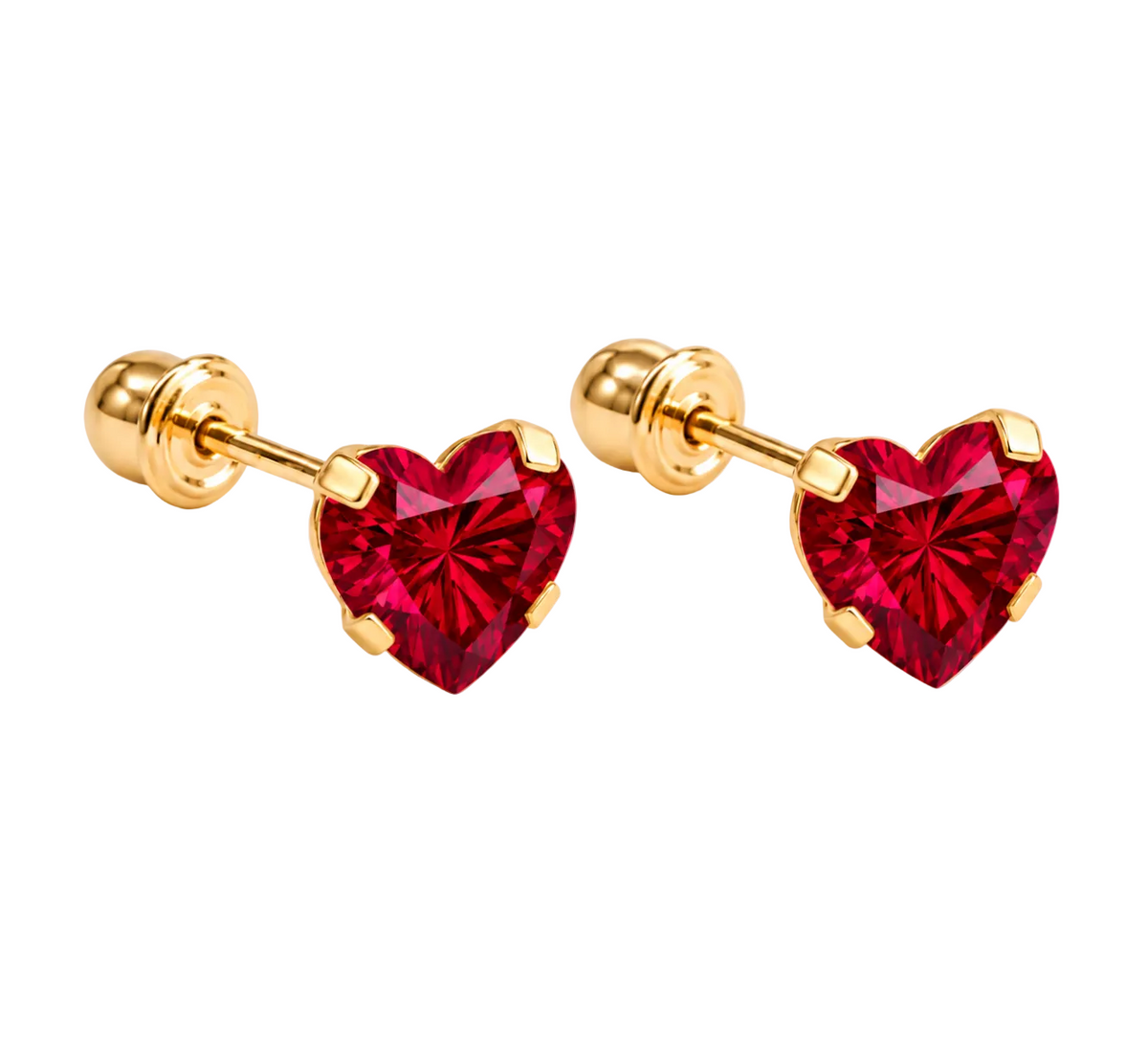 14K Gold Cubic Zirconia Heart Stud Earrings
